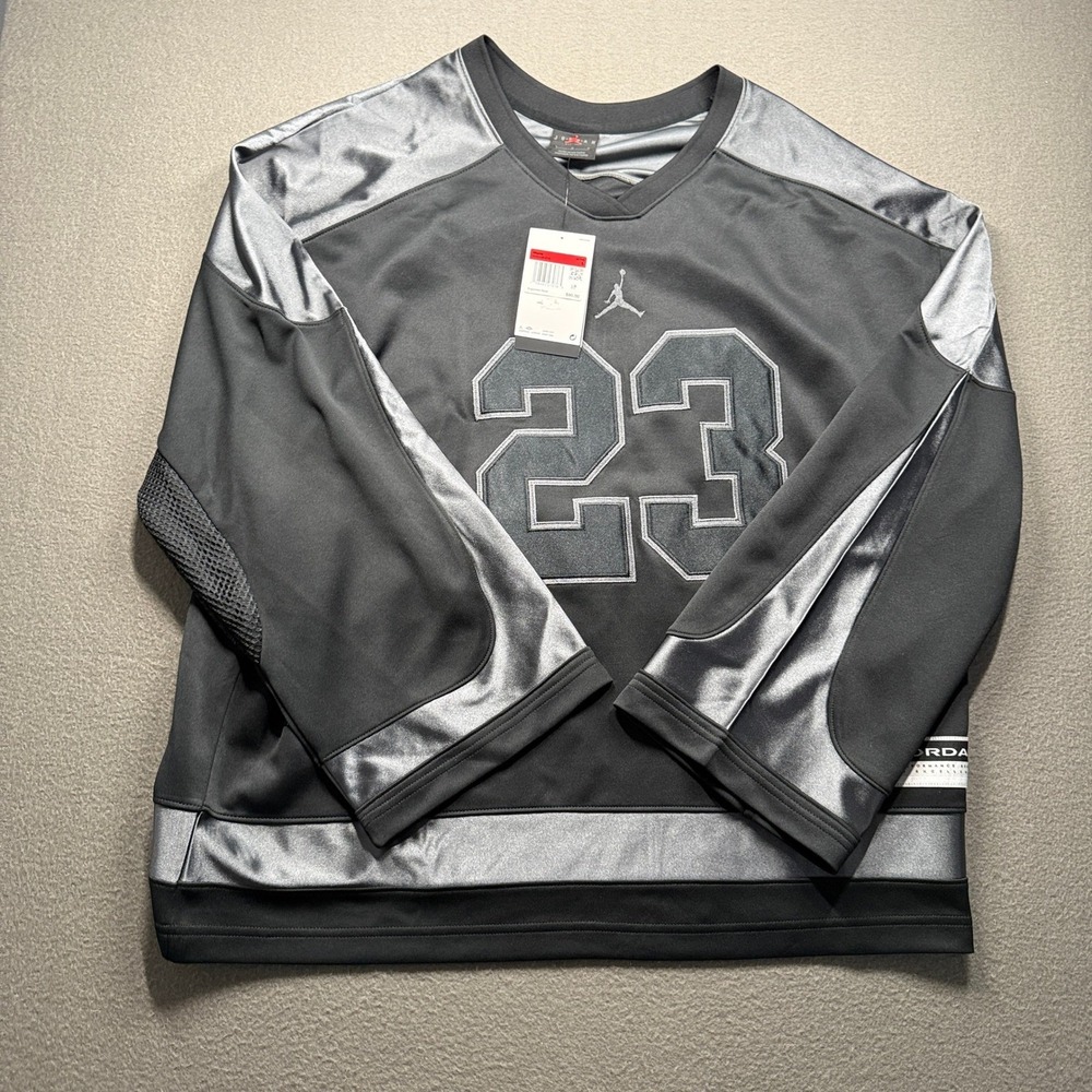 Jordan Jersey Mens L Black Metallic Silver 23 Embroidered HV0109-010
